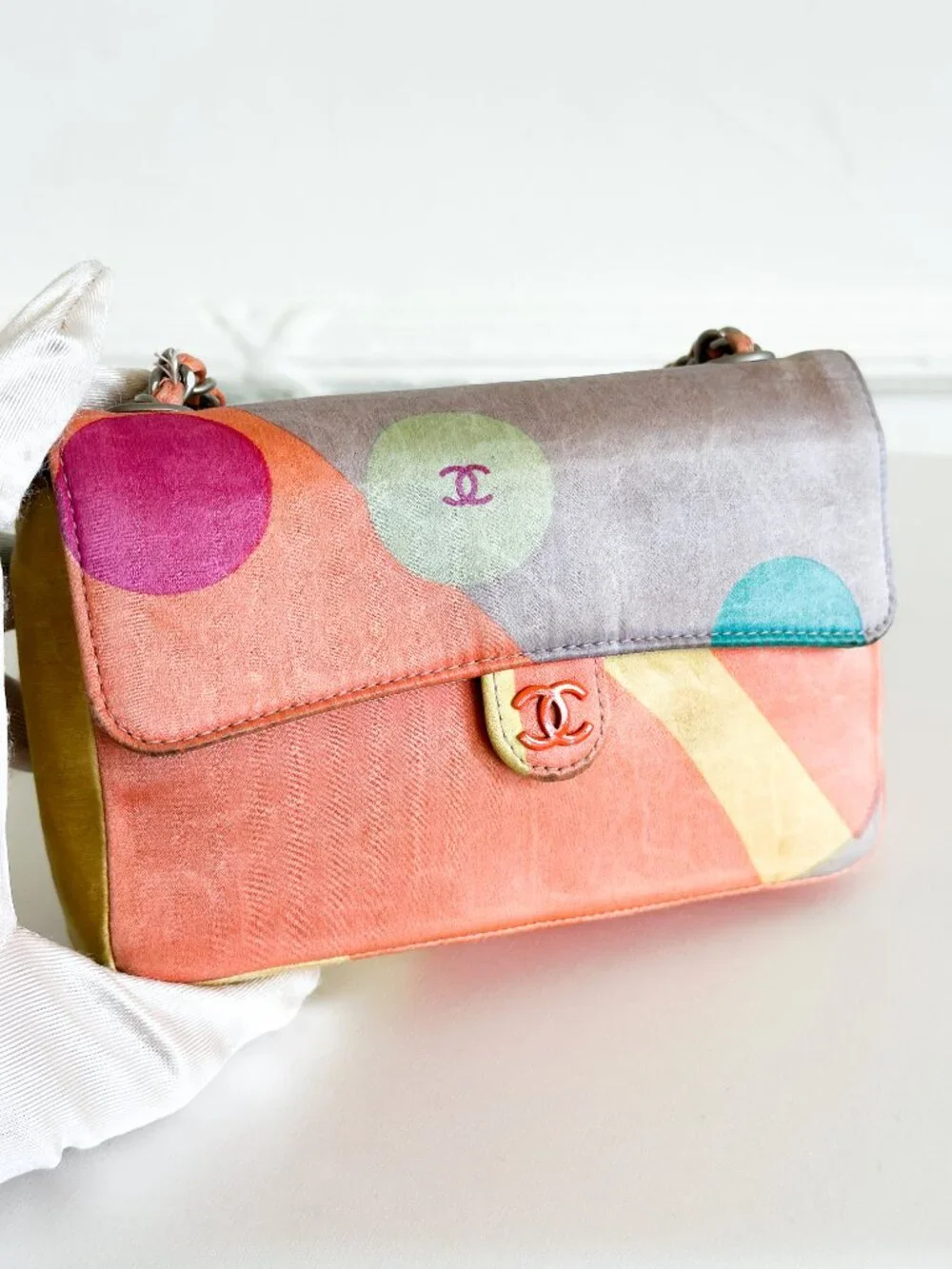 Chanel Mini Shoulder Bag Multicolored Satin Bag - Picture 16 of 16
